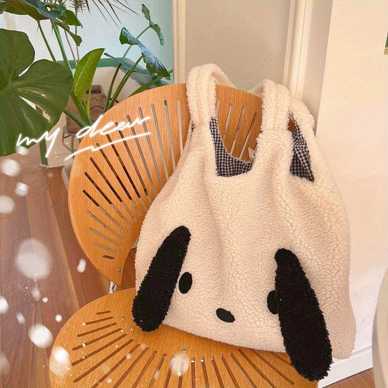 Kawaii Cute Pup Tote Bag, Lovely Fluffy Shoulder Bag, Women's Fashion Plush Handbag & Purse - Temu ShopOnlyDeal