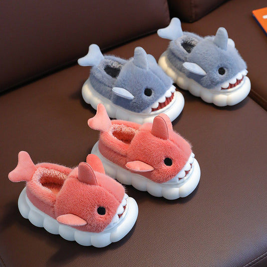 Cute Cartoon Shark Furry Warm House Shoes For Boys, Comfortable Non Slip Soft Bottom Walking Shoes For Indoor, Winter - Temu ShopOnlyDeal