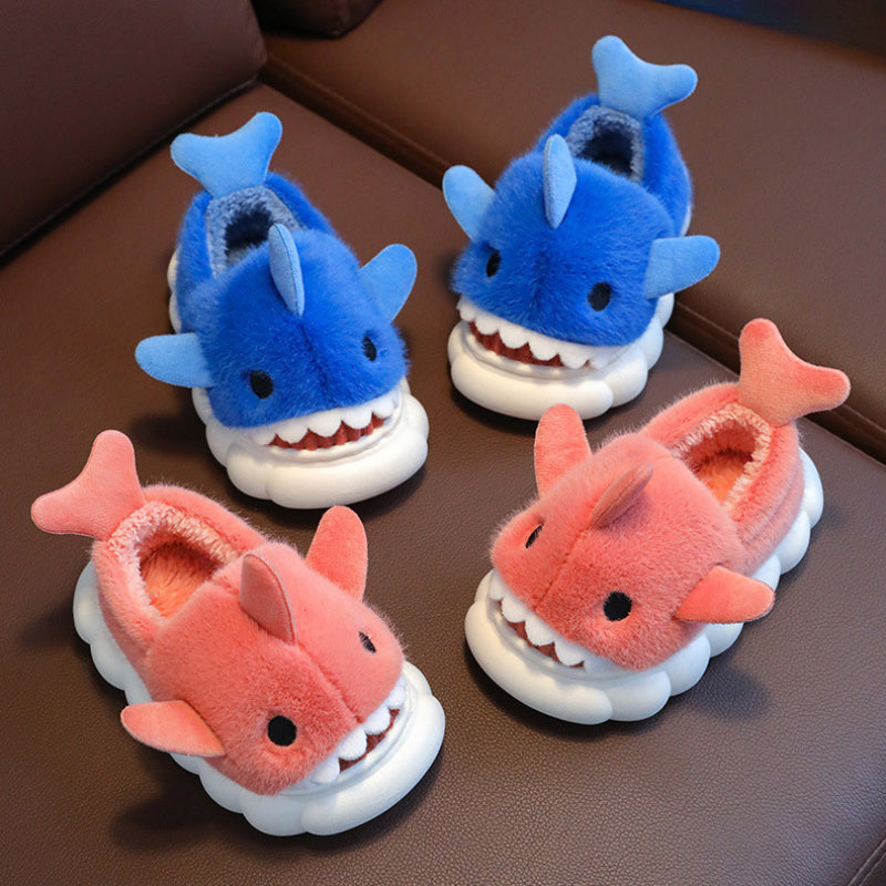 Cute Cartoon Shark Furry Warm House Shoes For Boys, Comfortable Non Slip Soft Bottom Walking Shoes For Indoor, Winter - Temu ShopOnlyDeal