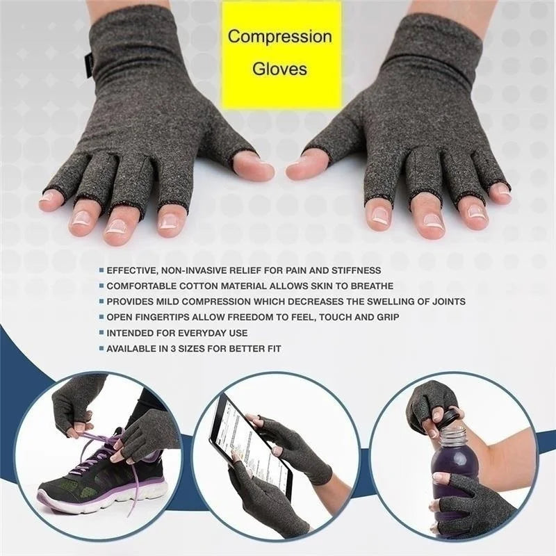 1Pair Winter Compression Arthritis Gloves Rehabilitation Fingerless Gloves Anti Arthritis Therapy Gloves Wrist Support Wristband ShopOnlyDeal