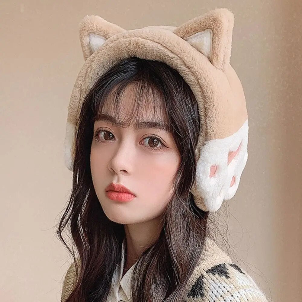 Fashion New Cat Ears Headband Ear Warmer Plush Earmuffs Earflaps Cute Fuzzy Women Winter Outdoor Warm Must Accessory ShopOnlyDeal