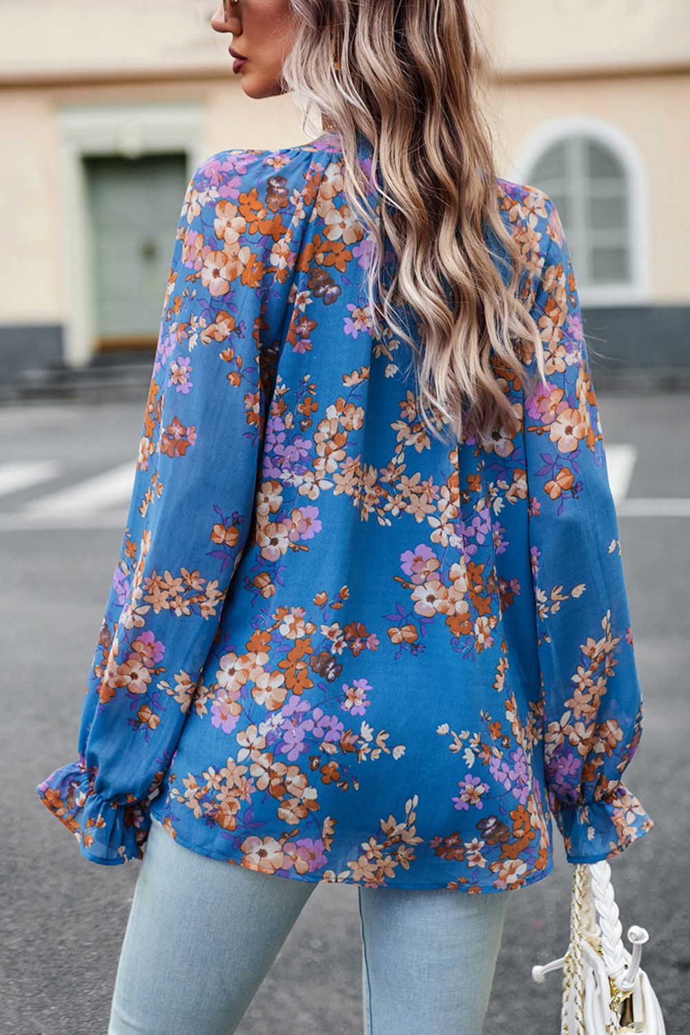 Floral Print Flounce Sleeve Blouse Trendsi