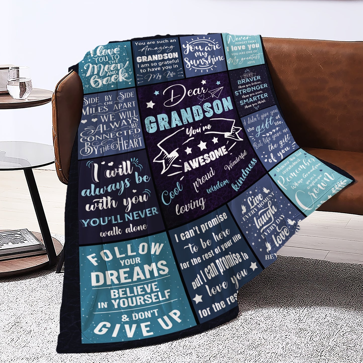 Grandson Gifts Letter Print Blanket, Soft And Comfortable Flannel Throw Blanket For Home/picnic/travel - Temu ShopOnlyDeal
