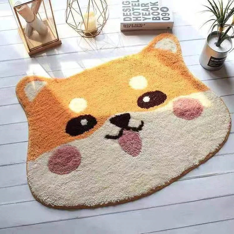 Adorable Animal Pattern Bath Rug  (1pcs) - Imitation Cashmere Floor Mat with Cartoon Design, Thickened Water Absorbent Non-Slip Bathroom Mat for Cozy Comfort ShopOnlyDeal