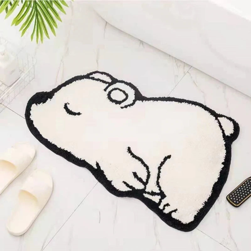 Adorable Animal Pattern Bath Rug  (1pcs) - Imitation Cashmere Floor Mat with Cartoon Design, Thickened Water Absorbent Non-Slip Bathroom Mat for Cozy Comfort ShopOnlyDeal