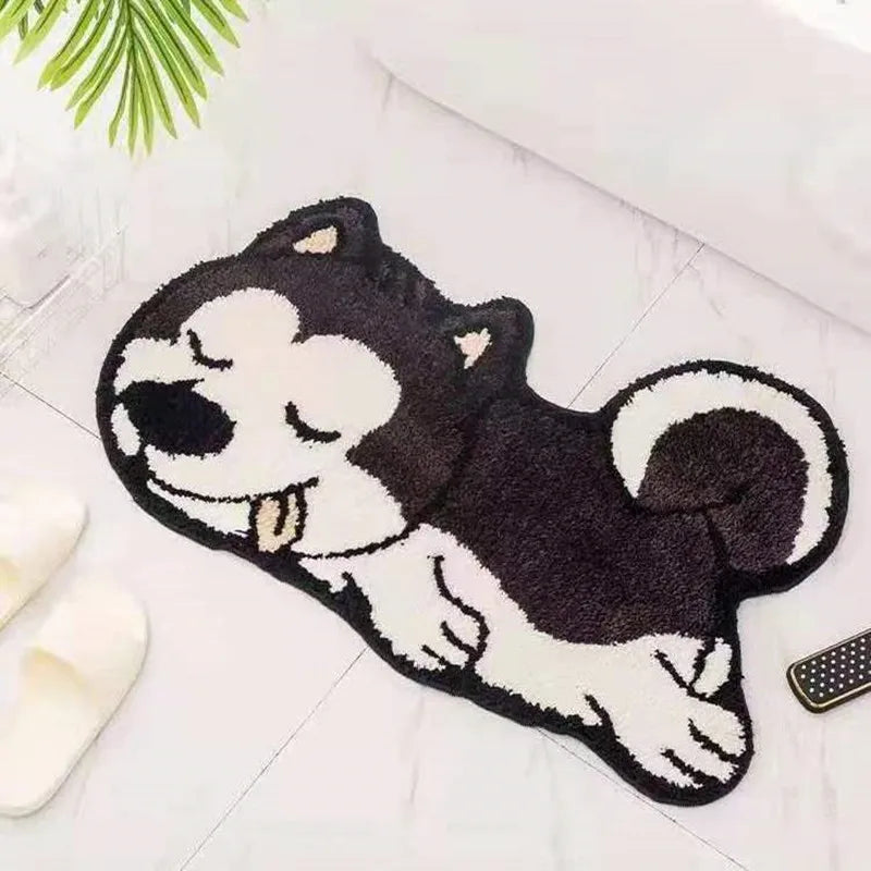 Adorable Animal Pattern Bath Rug  (1pcs) - Imitation Cashmere Floor Mat with Cartoon Design, Thickened Water Absorbent Non-Slip Bathroom Mat for Cozy Comfort ShopOnlyDeal