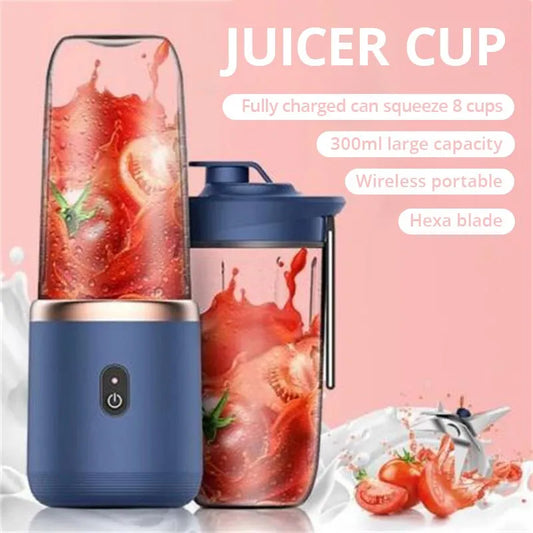 Portable Small 1pc Blue/Pink Electric Juicer Stainless Steel Blade Cup Juicer Fruit Automatic Smoothie Blender Kitchen Tool Cutesliving Store