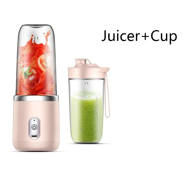 Portable Small 1pc Blue/Pink Electric Juicer Stainless Steel Blade Cup Juicer Fruit Automatic Smoothie Blender Kitchen Tool Cutesliving Store