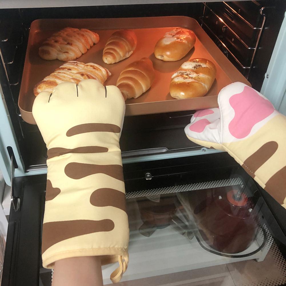 Cat Paws Oven Mitts Gloves 1 pcs Long Cotton Baking Insulation Gloves Microwave Heat Resistant Non-slip Kitchen Gloves Tool Uptrends