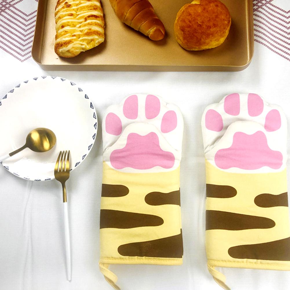 Cat Paws Oven Mitts Gloves 1 pcs Long Cotton Baking Insulation Gloves Microwave Heat Resistant Non-slip Kitchen Gloves Tool Uptrends