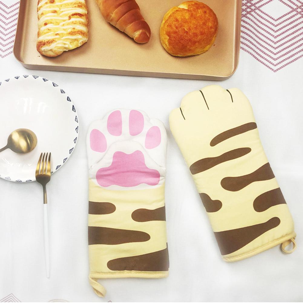 Cat Paws Oven Mitts Gloves 1 pcs Long Cotton Baking Insulation Gloves Microwave Heat Resistant Non-slip Kitchen Gloves Tool Uptrends