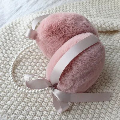 Ribbon Pearl Earmuffs 1 pcs. Cute And Winter Keep Warm Comfortable Unisex Warmers Imitation Rabbit Plush Ear Muff Kids Adults ShopOnlyDeal