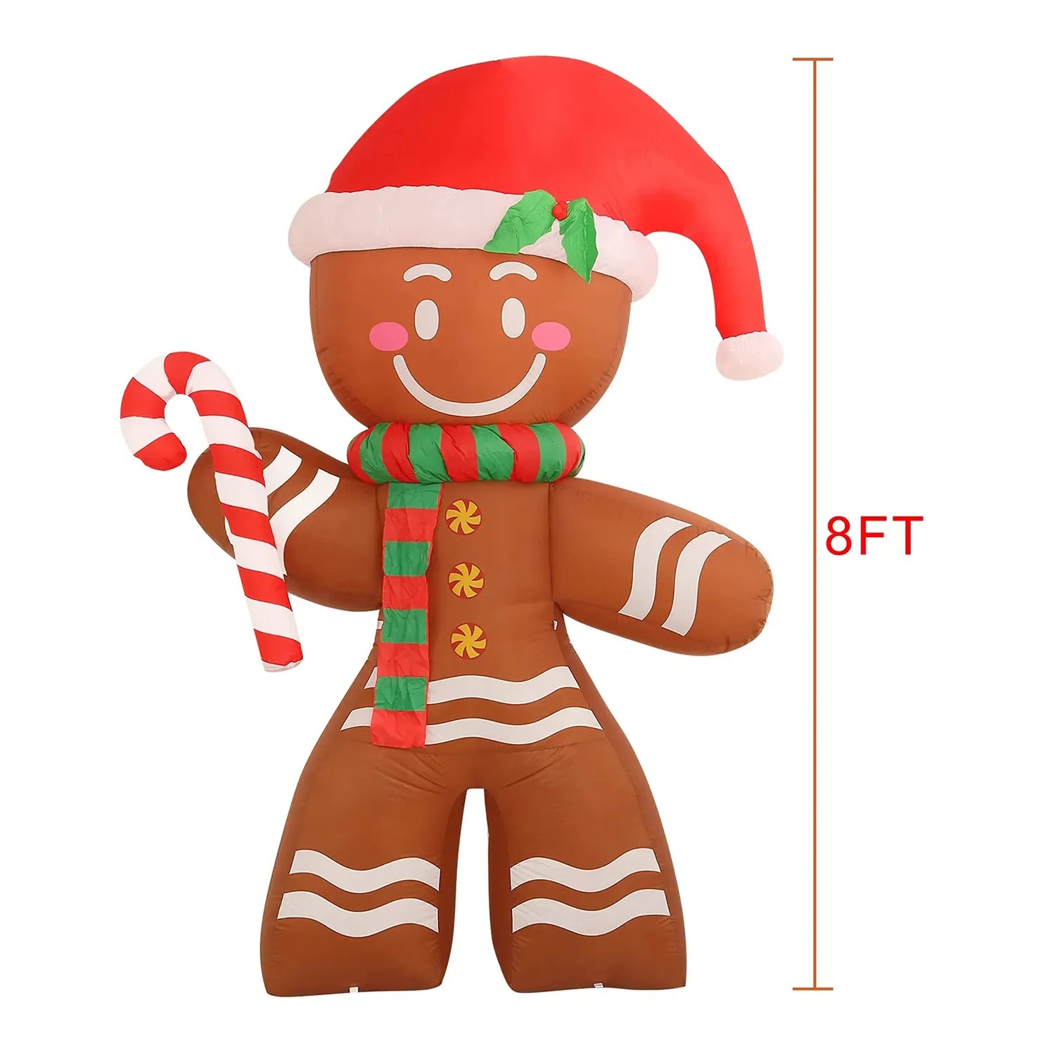 Christmas Inflatables Gingerbread Man 2.2m with Built-in LED Ornament for Xmas Party Indoor Outdoor Courtyard Props Decoration ShopOnlyDeal