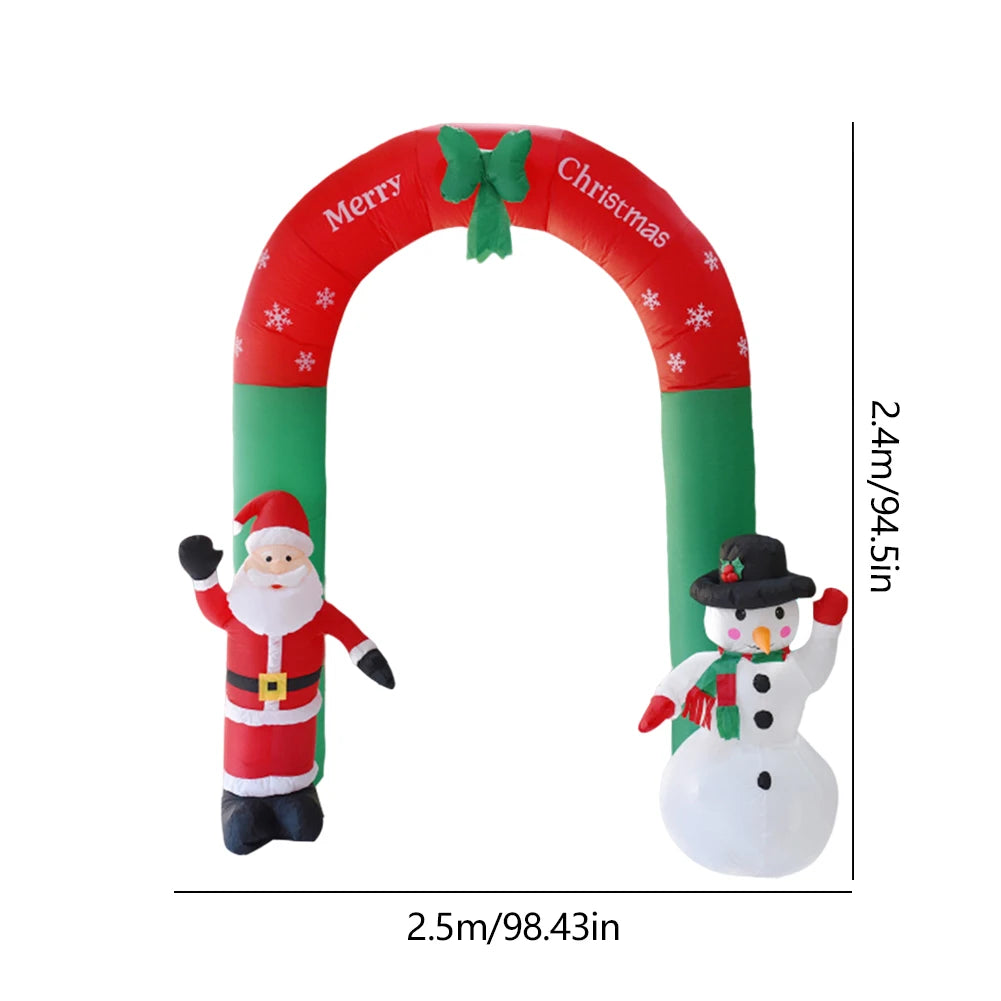 Christmas Inflatable Arch 2.4M  Cartoon Xmas Atmosphere Arch with LED Light with Santa Claus&Snowman for Party Gatherings ShopOnlyDeal