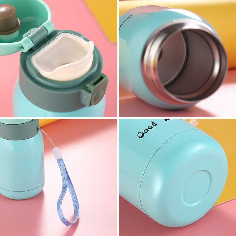 Cute Candy Mini Thermos Cup Kids Cartoon Hot Water Bottle 200ml/360ml Stainless Steel Thermal Coffee Mug Vacuum Flask Insulated Uptrends
