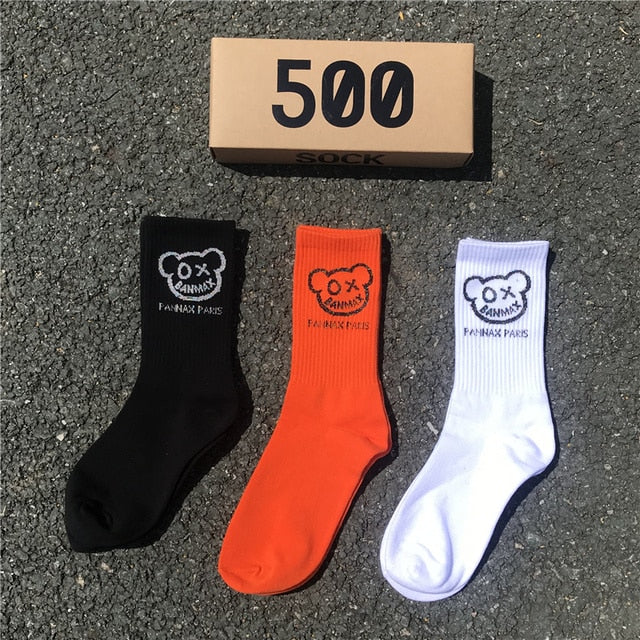 Bear Graffiti Trendy Women&#39;s Socks Male Female Couples Movement trend Casual Cotton Socks 3 pair/Box 2022 New Lovely Little ShopOnlyDeal