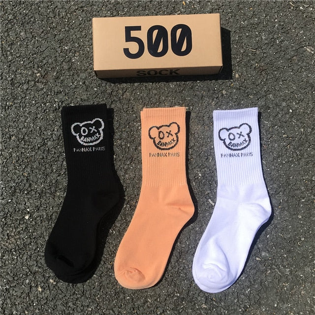 Bear Graffiti Trendy Women&#39;s Socks Male Female Couples Movement trend Casual Cotton Socks 3 pair/Box 2022 New Lovely Little ShopOnlyDeal