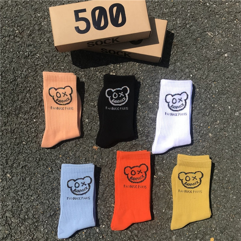 Bear Graffiti Trendy Women&#39;s Socks Male Female Couples Movement trend Casual Cotton Socks 3 pair/Box 2022 New Lovely Little ShopOnlyDeal