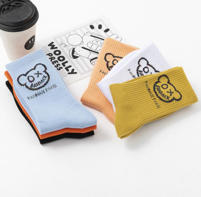 Bear Graffiti Trendy Women&#39;s Socks Male Female Couples Movement trend Casual Cotton Socks 3 pair/Box 2022 New Lovely Little ShopOnlyDeal