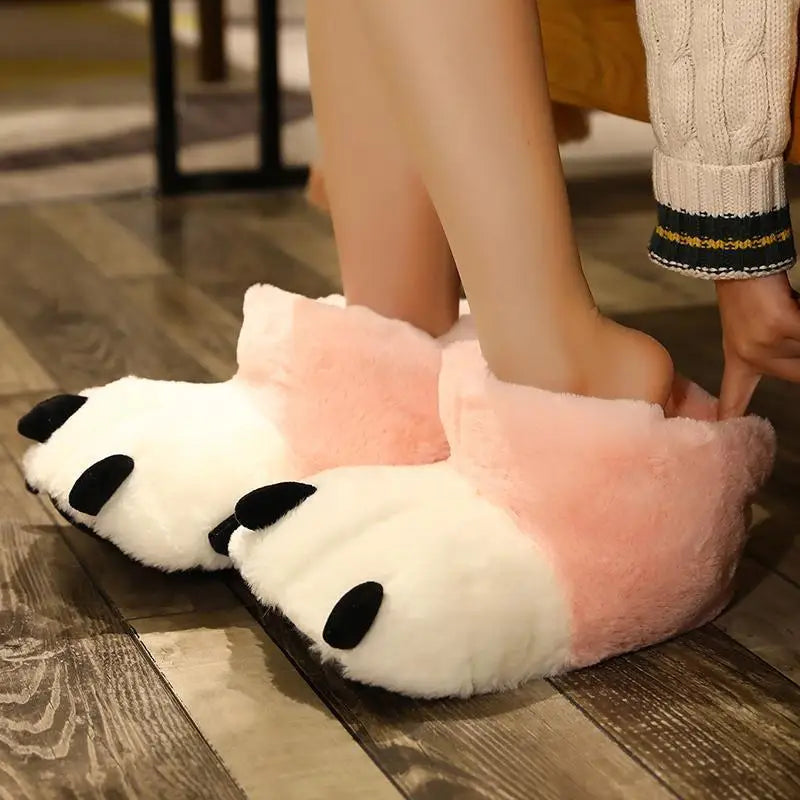 2023 Fun Animals Bear Paw Ankle Boots Slippers Winter Female House Furry Fur Girls Home Floor Fluffy Bear Paw Claw Flip Flops Shop1102263285 Store