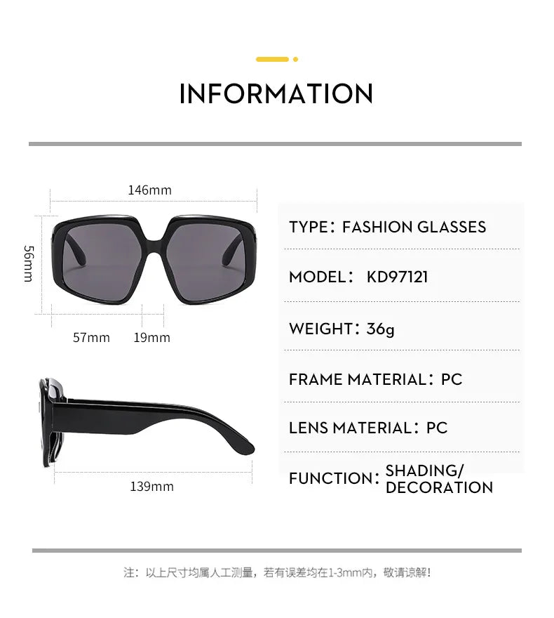 2024 Large Square Sunglasses Polarized Cross-border Fashion Retro Sunglasses Ladies Modern Tide glasses Big Frame Sun Glasses ShopOnlyDeal