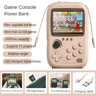 Mini Game Power Bank Portable Retro handheld Game Console 6000Mah capacity 3.2 Inch Soft Light Color Screen 10000+ Game ShopOnlyDeal