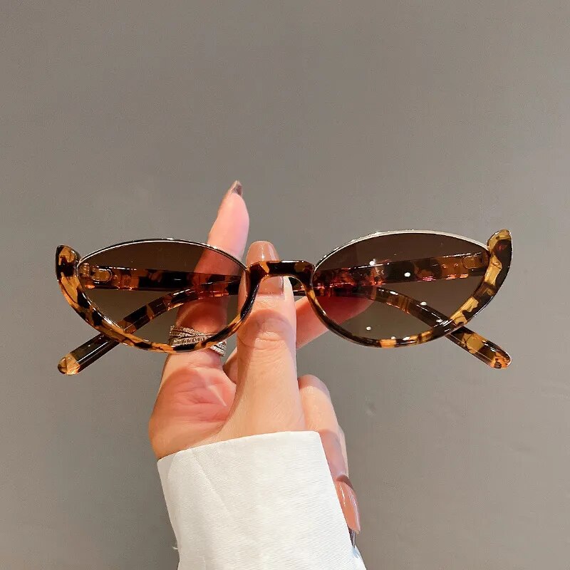 Retro Small Half Frame Sunglasses Women Cat Eye Sun Glasses 2023 Trendy Modern Eyewear Fashion Luxury Brand Designer Shades ShopOnlyDeal