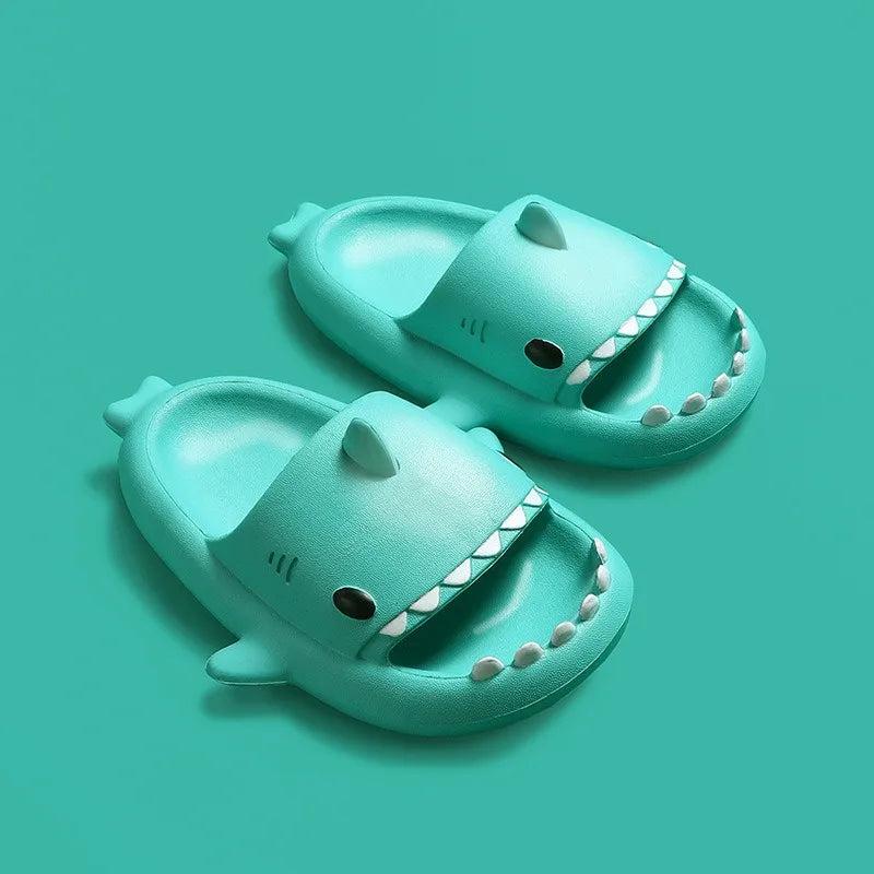 2024 New Kids Winter Slippers Children Cartoon Shark Home Slides Couples Indoor Waterproof Thick Bottom Warm Plush Slippers ShopOnlyDeal