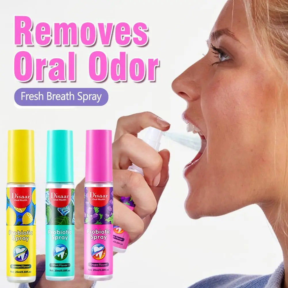 Breath Freshener Spray  20ML Lemon Grape Mint Flavor Artifact Female Male Portable Breath Kissing Mouth Spray Cleaning Spray ShopOnlyDeal