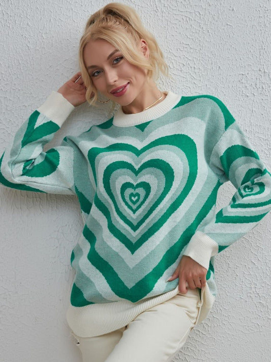 Heart Dropped Shoulder Sweater: Embrace Cozy Style with a Touch of Love and Elegance ShopOnlyDeal