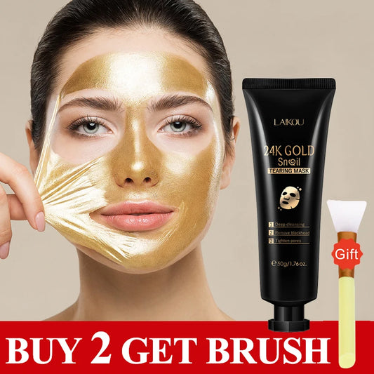 24K Gold Snail Collagen Peel Off Mask Remove Blackheads Acne Anti-Wrinkle Lifting Firming Oil-Control Shrink Pores Face Skin Car Your Skincare Mask Store