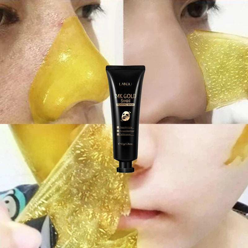 Reveal Radiant Skin with 24K Gold Snail Collagen Peel Off Mask - Anti-Aging Treatment for Blackheads, Acne, and Wrinkles ShopOnlyDeal