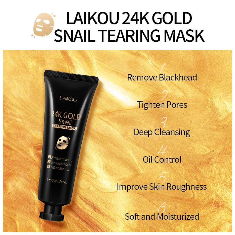 Reveal Radiant Skin with 24K Gold Snail Collagen Peel Off Mask - Anti-Aging Treatment for Blackheads, Acne, and Wrinkles ShopOnlyDeal