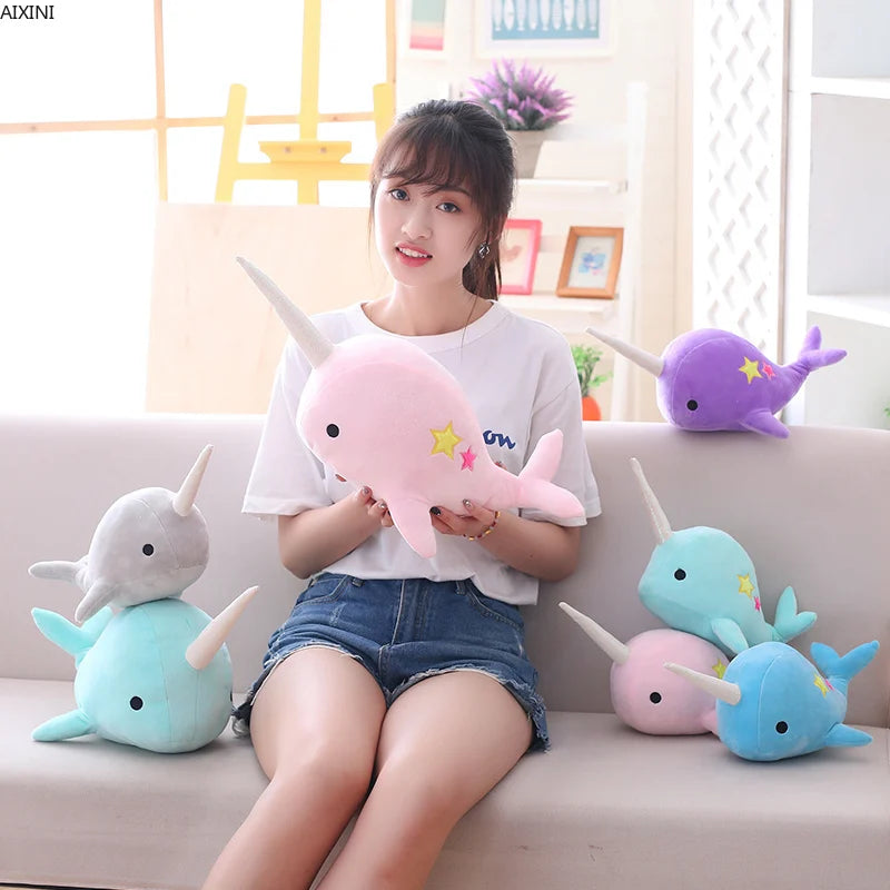 Unicorn Shark Plush Toy Cute 25-35cm Narwhal Whale Binary Star Doll Plush Toy Soft Animal Ocean Sea Stuffed Animals Toys for Children Christmas Gift Kid Gift ShopOnlyDeal