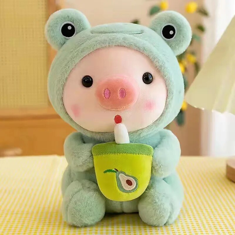 Kawaii Bubble Tea Pig Plush Toy 25 cm Stuffed Animal Bunny Frog Tiger Pillow Cup Milk Tea Boba Plushie Doll Birthday Gift ShopOnlyDeal