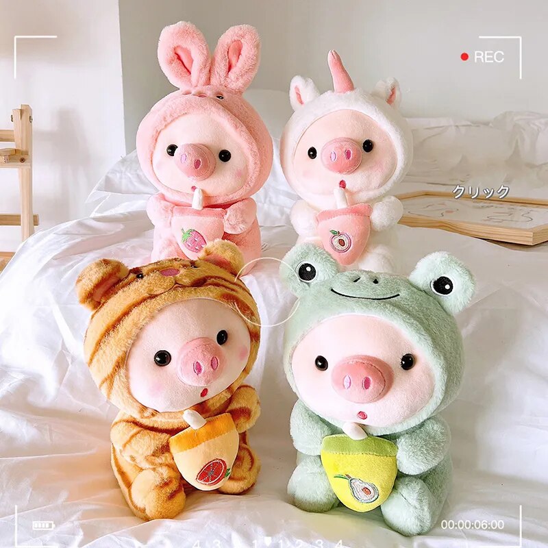 Kawaii Bubble Tea Pig Plush Toy 25 cm Stuffed Animal Bunny Frog Tiger Pillow Cup Milk Tea Boba Plushie Doll Birthday Gift ShopOnlyDeal