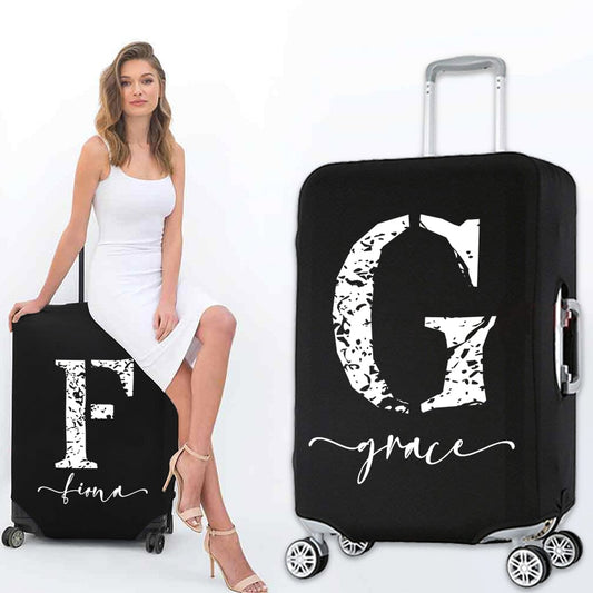 Personalized Luggage Cover 26 Customized White Spots Letter Luggage Cover Protective Cover Dust-proof Thicker Elastic Apply To '18-32'' Travel Accessories ShopOnlyDeal