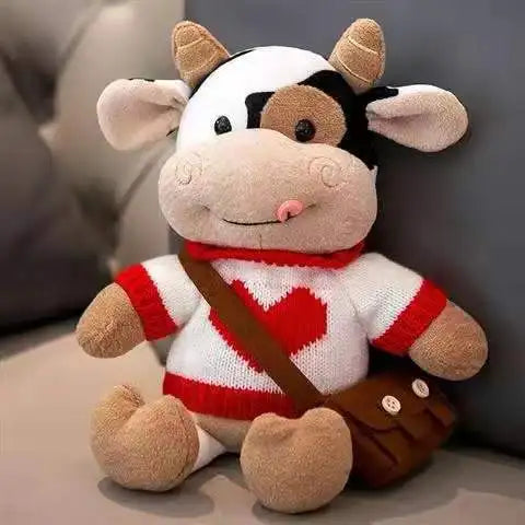 Cartoon Milk Cow Plush Doll Toy 26CM Cute Simulation Cattle Animals Plush Toys Soft Stuffed Sweater Cow Pillow Kids Birthday Gifts ShopOnlyDeal