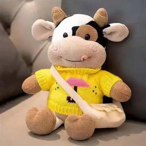 Cartoon Milk Cow Plush Doll Toy 26CM Cute Simulation Cattle Animals Plush Toys Soft Stuffed Sweater Cow Pillow Kids Birthday Gifts ShopOnlyDeal