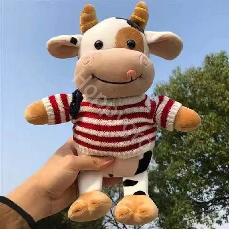 Cartoon Milk Cow Plush Doll Toy 26CM Cute Simulation Cattle Animals Plush Toys Soft Stuffed Sweater Cow Pillow Kids Birthday Gifts ShopOnlyDeal