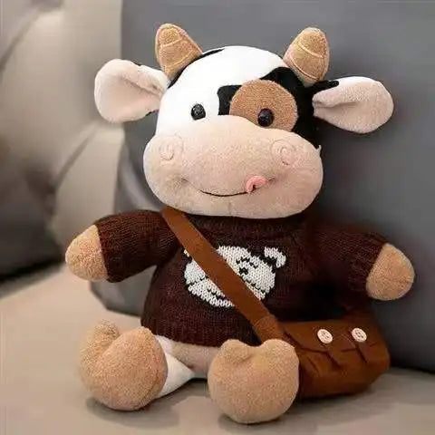 Cartoon Milk Cow Plush Doll Toy 26CM Cute Simulation Cattle Animals Plush Toys Soft Stuffed Sweater Cow Pillow Kids Birthday Gifts ShopOnlyDeal