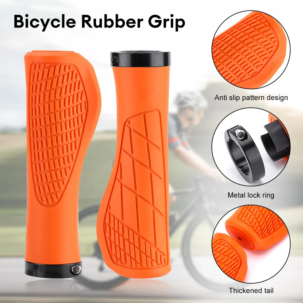 2PCS Non-slip Mountain Bike Handlebar Grip Soft Rubber MTB Grips Anti-skid Comfortable Lockable Bicycle Grips Bike Parts ShopOnlyDeal