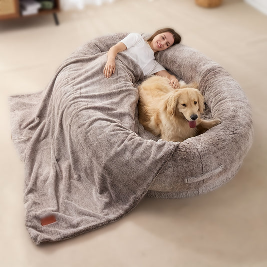 Human Dog Bed, Medium Beanbag Human Bed, Giant Beanbag Dog Bed With Blanket, Suitable For People, Families, And Pets (medium, Gradient Brown) - Temu ShopOnlyDeal