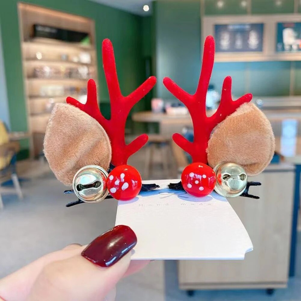 Christmas Elk Ear Hair Clip 2pcs/Set Fashion Women Girl Christmas Hairpin Xmas Party Barrettes For Kids Cosplay Headwear Gifts ShopOnlyDeal