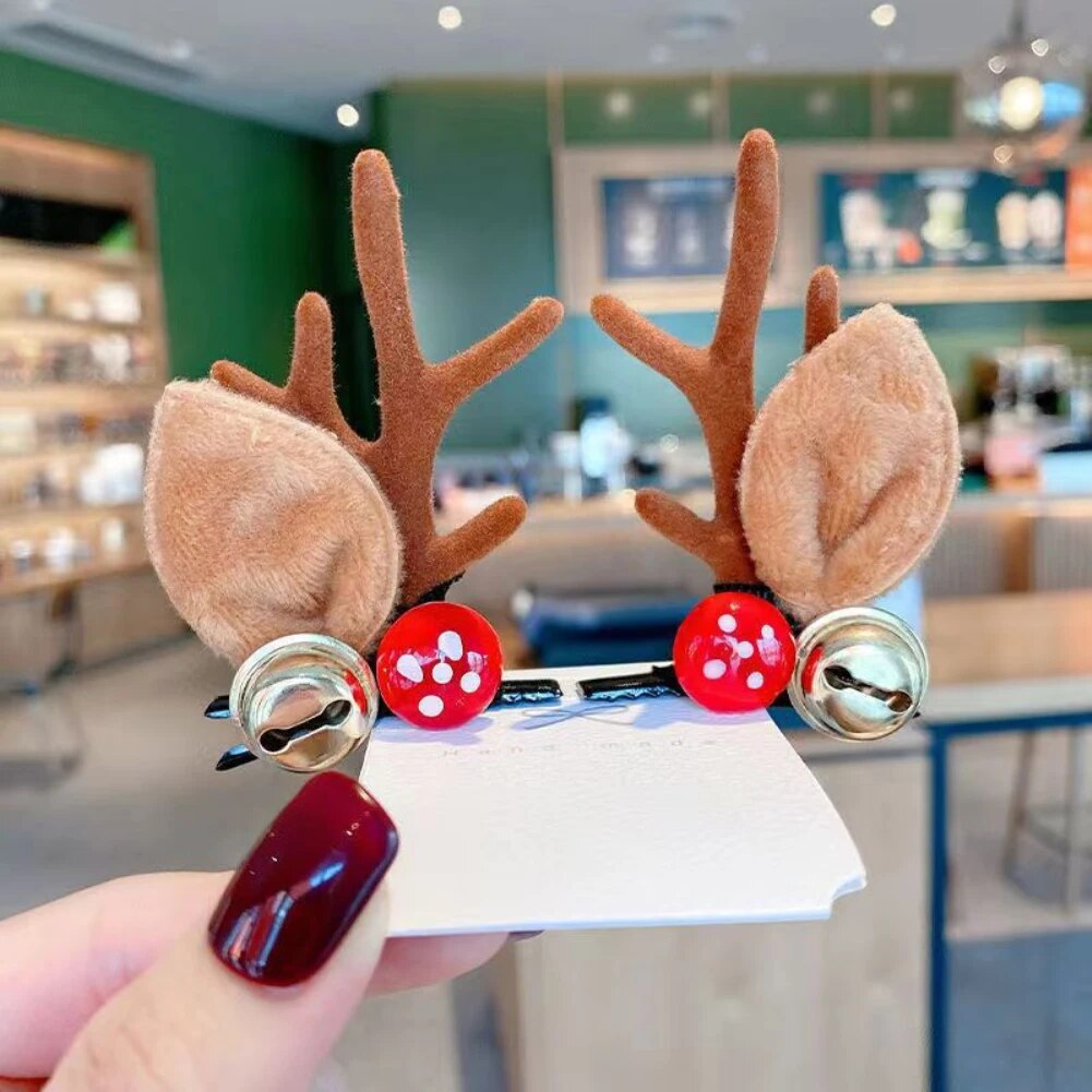 Christmas Elk Ear Hair Clip 2pcs/Set Fashion Women Girl Christmas Hairpin Xmas Party Barrettes For Kids Cosplay Headwear Gifts ShopOnlyDeal