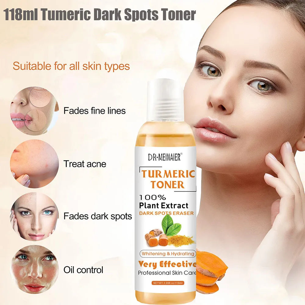 Dark Spot Eraser 2pcs Tumeric Dark Spots Toner Spots Eraser Corrector Turmeric Fade Blemishes Dark Spot Remover Acne Remover Toner for Dark Skin ShopOnlyDeal