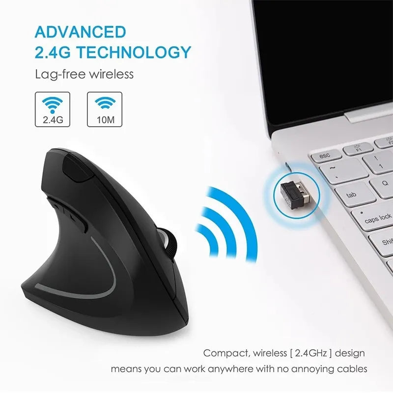 3  DPI 2.4G Wireless  Vertical  Mouse  White /black  6 Buttons  Mouse for Windows/Mac/Chromebook/Linux/Notebook/Laptop/Computer ShopOnlyDeal