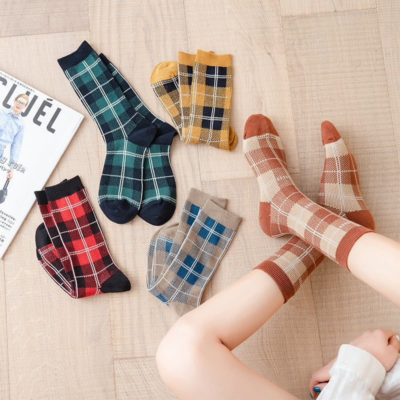 Warm Winter Socks For Women Girls Knitting Plaid Stockings Cotton Kawaii Funny Winter Fashion Striped Soft Long Gifts Pack 3 Pairs/Box ShopOnlyDeal