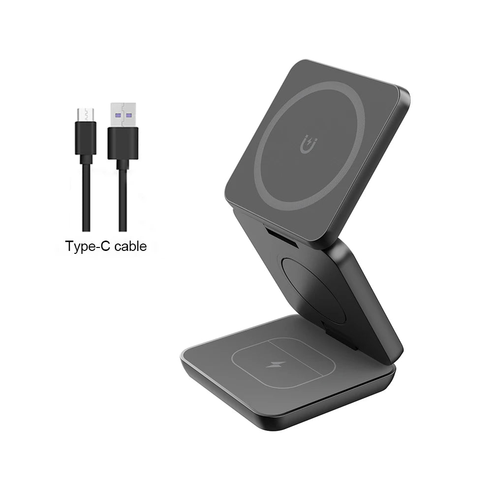 3 in 1 Wireless Charger Magnetic Charger Stand for iPhone 15 14 13 12 Pro Max Foldable Charging Station for Apple Watch Charger ShopOnlyDeal