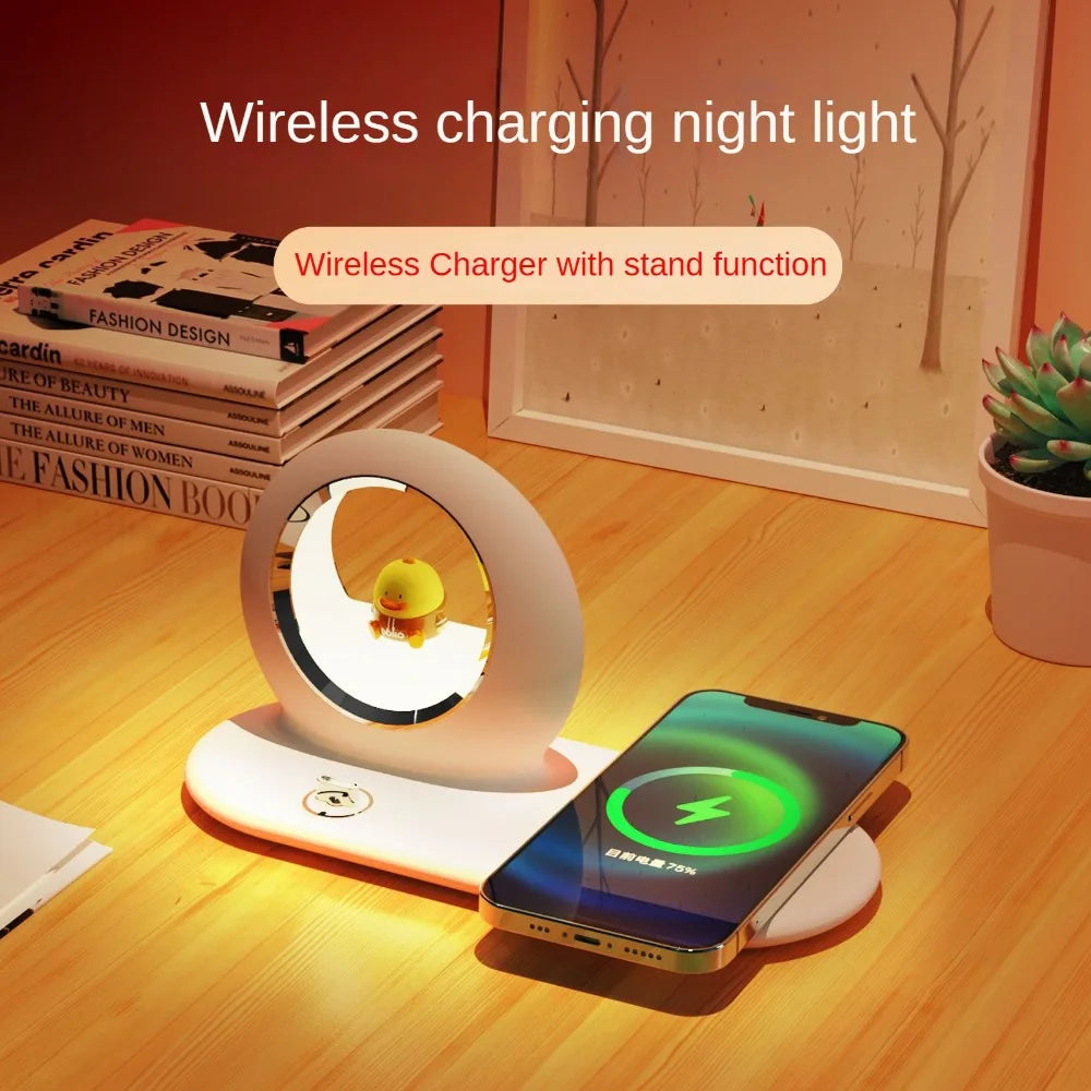 3-in-1 Wireless Charging Night Lights 15W Mobile Phone Earphone Fast Charging With Bracket Function Wireless Charger Desk Lamps LIGHT SOURCE HOUSE Specialty Store